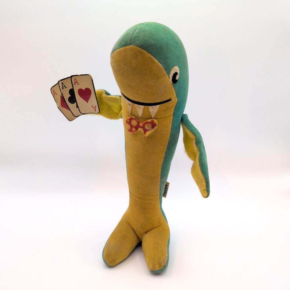 Vintage 1960s Dream Pets Card Shark R. Dakin Co RARE Plush Toy Blue Yellow